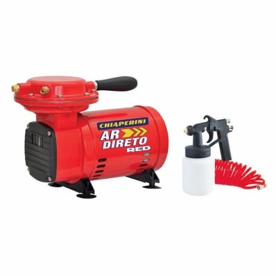 Compressor de ar direto 2,3 pés RED Bivolt com Pistola e Mangueira