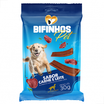 Petisco Caes Filhotes Snack Bifinhos Pet Sab Carne Leite 30g