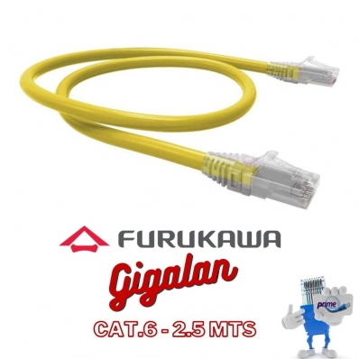 Patch Cord RJ45 Gigalan Cat.6 Amarelo 2,5 Metros Furukawa