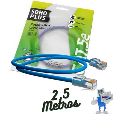 Patch Cord RJ 45 Cat.5e SohoPlus Furukawa 2,5 Metros Azul