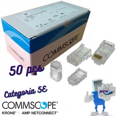 Conector RJ45 Cat.5e AMP Commscope 50 Peças