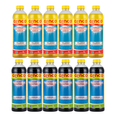 Kit 6 Clarificante Genfloc e 6 Algicida Manutenção Genco