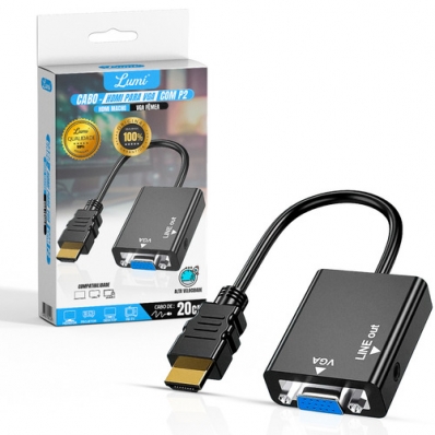 Cabo Adaptador Hdmi Para Vga Com Áudio