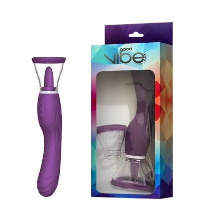 Vibrador Completo Recarregável com Penetrador e Bomba Vaginal e Língua Estimuladora ? PLBS-1048