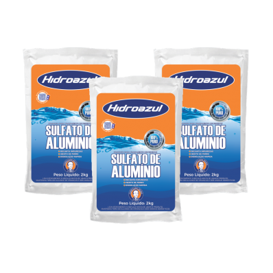 Kit 3 Sulfato Tratamento Piscina Alumínio Hidroazul 2kg