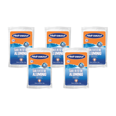 Kit 5 Sulfato Tratamento Piscina Alumínio Hidroazul 2kg