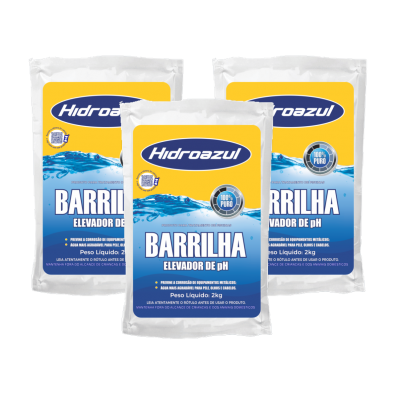Kit 3 Barrilha Elevador De Ph Para Piscina Hidroazul 2 Kg