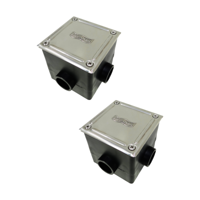 KIT 2 CAIXA DE PASSAGEM QUADRADA TAMPA INOX