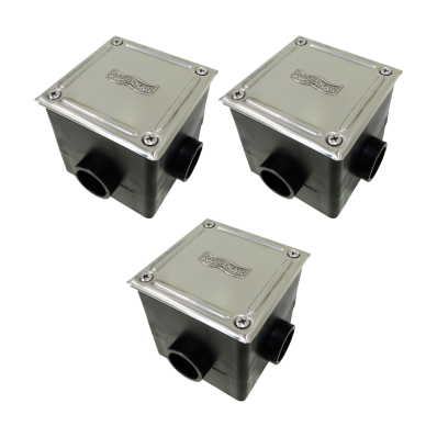 KIT 3 CAIXA DE PASSAGEM QUADRADA TAMPA INOX