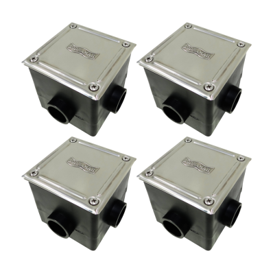 KIT 4 CAIXA DE PASSAGEM QUADRADA TAMPA INOX