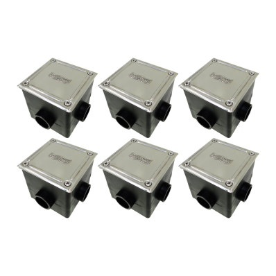 KIT 6 CAIXA DE PASSAGEM QUADRADA TAMPA INOX