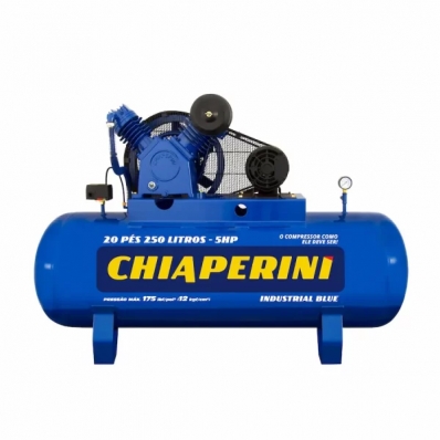 COMPRESSOR AR CHIAPERINI BLUE 20 PCM 250L 5HP TRIFASICO 220/380 