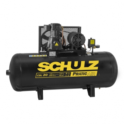 COMPRESSOR AR SCHULZ 200 LITROS CSL 20 PRATIC MOTOR TRIFASICO 5CV 220/380V 60HZ