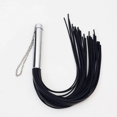 CHICOTE FLOGGER EM COURO LEGÍTIMO 50CM E CAO METAL