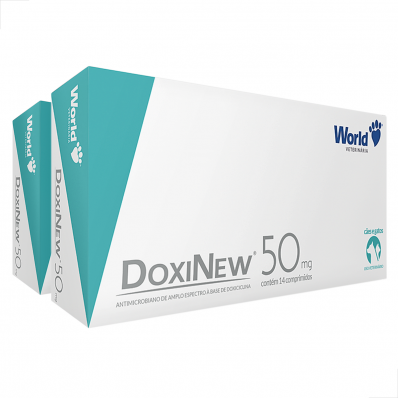 kit 2 UN Antibiótico para Cães e Gatos Doxinew 50 mg c/ 14 Comp.