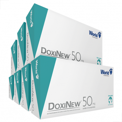 kit 7 UN Antibiótico para Cães e Gatos Doxinew 50 mg c/ 14 Comp.