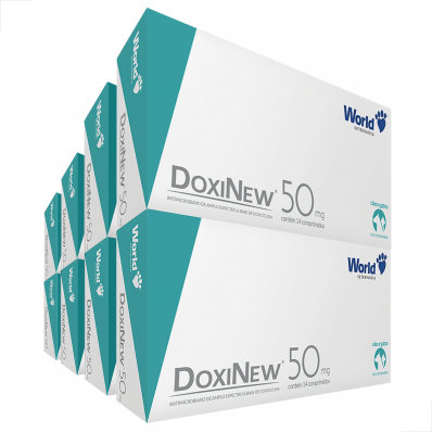 kit 8 UN Antibiótico para Cães e Gatos Doxinew 50 mg c/ 14 C