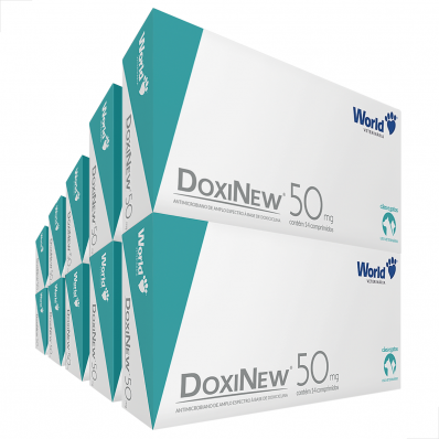 kit 10 UN Antibiótico para Cães e Gatos Doxinew 50 mg c/ 14 C