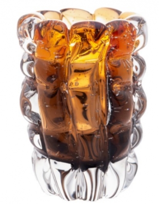 VASO DE VIDRO G ITALY AMBAR E MARROM 