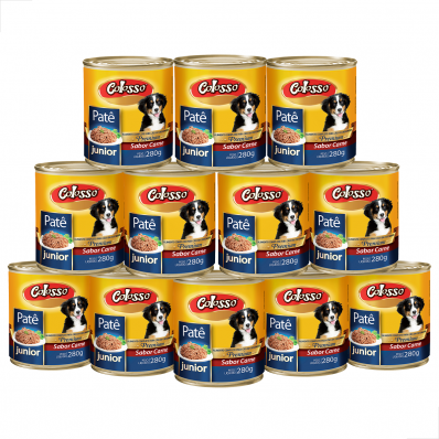 Pate Colosso Premium Junior Caes em Crescim Carne 12Un 280g