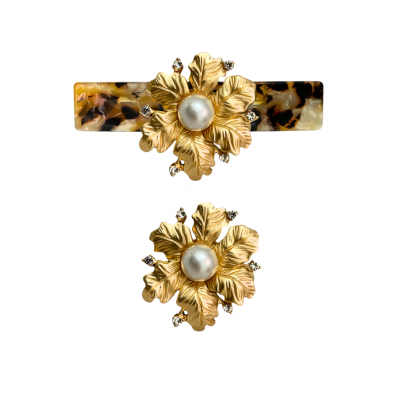 Kit Presilha + Broche Flora Pérola