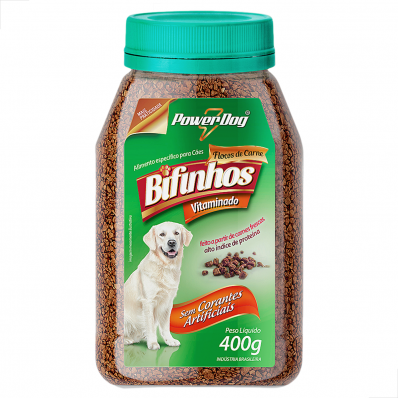 Alim Caes Bifinhos PowerDog Vitam Flocos Sab Carne Pot 400g