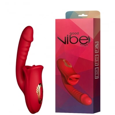 VIBRADOR RECARREGÁVEL SIMULA BEIJO COM PENETRADOR 5M LR-221