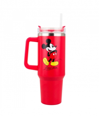 Caneca Grande Vermelho Com Canudo Mickey 1.1L - Disney