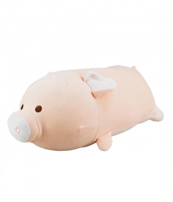 Porco Rosa Deitado Cilíndrico 38cm - Pelúcia