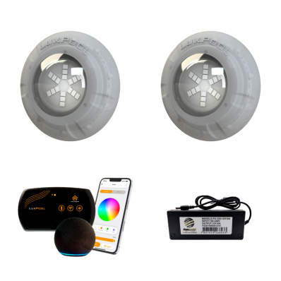 2 Refletor LED RGB 9W + Control. SmartLux + Fonte 2A 24W