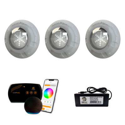 3 Refletor LED RGB 9W + Control. SmartLux + Fonte 3A 36W