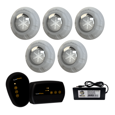 5 Refletor LED RGB 9W + Módulo RGB + Fonte 5A 60W