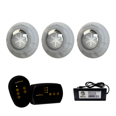3 Refletor LED RGB 9W + Módulo 2 Saídas RGB + Fonte 3A 36W