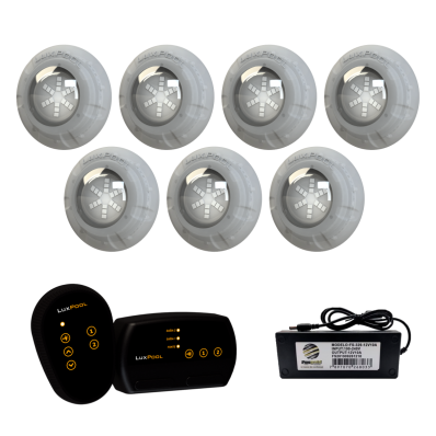 7 Refletor LED RGB 9W + Módulo 2 Saídas RGB + Fonte 10A 120W