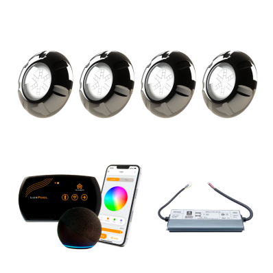 SmartLux + Fonte Blindada IP68 3A 36W + 04 Refletor Inox 9W