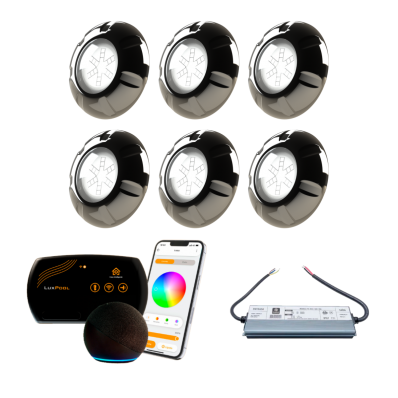 SmartLux + Fonte Blindada IP68 5A 60W + 06 Refletor Inox 9W