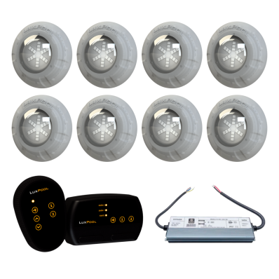 Módulo 2 Saída + Fonte Blindada 10A 120W + 8 Refletor RGB 9W