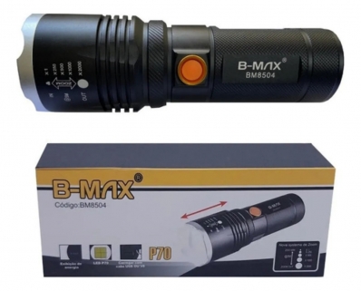 LANTERNA LED RECARREGAVEL P70 TATICA BM8504 B-MAX