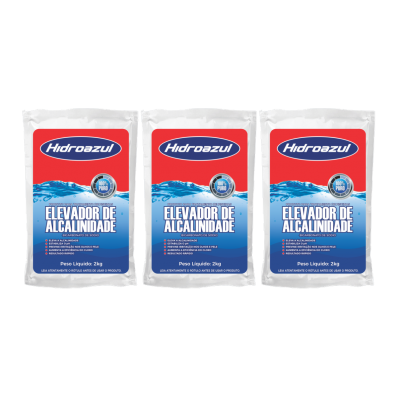 Kit 3 Elevador de Alcalinidade para Piscinas 2kg Hidroazul