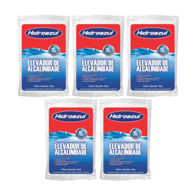 Kit 5 Elevador de Alcalinidade para Piscinas 2kg Hidroazul