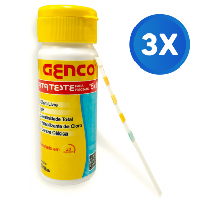 KIT 3 FITA TESTE para Piscinas 5x1 - Fácil e Rápido Genco