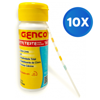 KIT 10 FITA TESTE para Piscinas 5x1 - Fácil e Rápido Genco