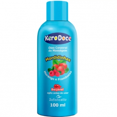 OLÉO PARA MASSAGEM BEIJÁVEL MORANGO E FRAMBOEZA 100ML