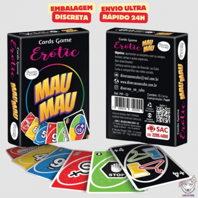 JOGO ERÓTICO MAU MAU 64 CARTAS DIVERSÃO AO CUBO