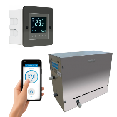 Kit Sauna Gerador Vapor Steam Inox 9KW+Comando A Touch WiFi
