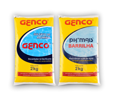 Kit Sulfato de Alumínio 2kg e pH Mais Barrilha Genco 2kg