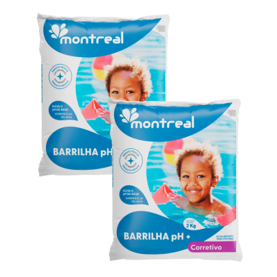 Kit 2 Barrilha 2kg Montreal Piscina Limpa Elevador de pH+