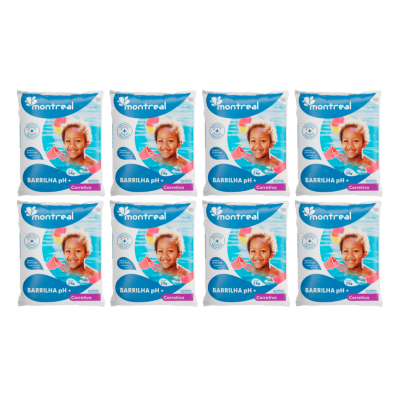 Kit 8 Barrilha 2kg Montreal Piscina Limpa Elevador de pH+