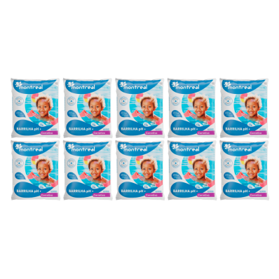 Kit 10 Barrilha 2kg Montreal Piscina Limpa Elevador de pH+