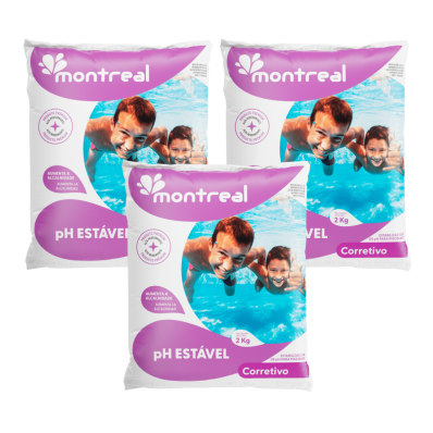 Kit 3 pH Estável Montreal 2kg Aumenta Alcalinidade pH Certo